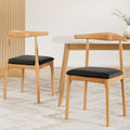 Artiss Dining Chairs x2 Rubber Wood Leather Black