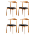 Artiss 4x Dining Chairs Rubber Wood Leather Black