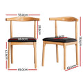 Artiss 4x Dining Chairs Rubber Wood Leather Black
