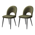 Artiss Dining Chair Set 2 Velvet Hollow Back Green