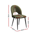 Artiss Dining Chair Set 2 Velvet Hollow Back Green