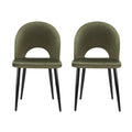 Artiss Dining Chair Set 2 Velvet Hollow Back Green