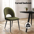 Artiss Dining Chair Set 2 Velvet Hollow Back Green