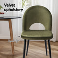 Artiss Dining Chair Set 2 Velvet Hollow Back Green