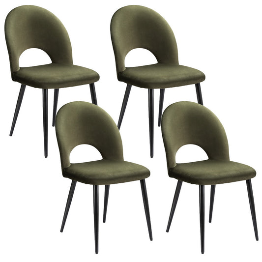 Artiss Dining Chair Set 4 Velvet Hollow Back Green