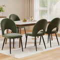 Artiss Dining Chair Set 4 Velvet Hollow Back Green