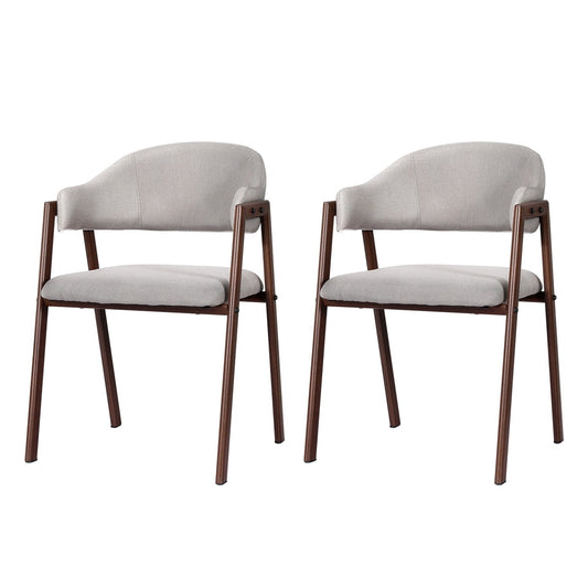 Artiss Dining Chairs Set of 2 Linen Armchair Grey
