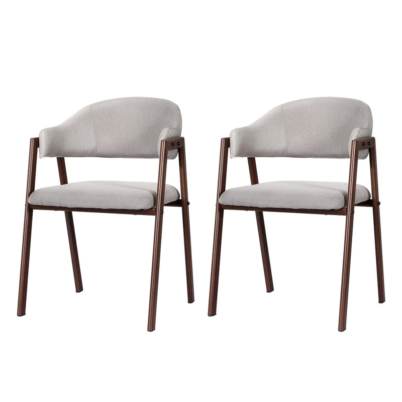Artiss Dining Chairs Set of 2 Linen Armchair Grey