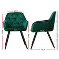 Artiss Dining Chairs Set of 2 Velvet Tufted Green Armchair