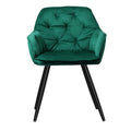 Artiss Dining Chairs Set of 2 Velvet Tufted Green Armchair