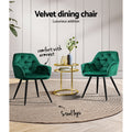 Artiss Dining Chairs Set of 2 Velvet Tufted Green Armchair