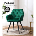 Artiss Dining Chairs Set of 2 Velvet Tufted Green Armchair
