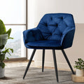 Artiss Dining Chairs Set of 2 Velvet Diamond Tufted Blue