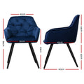 Artiss Dining Chairs Set of 2 Velvet Diamond Tufted Blue