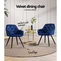 Artiss Dining Chairs Set of 2 Velvet Diamond Tufted Blue