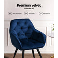 Artiss Dining Chairs Set of 2 Velvet Diamond Tufted Blue