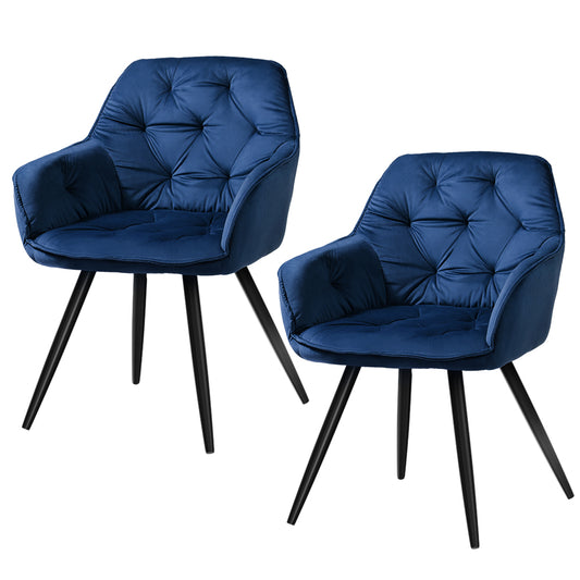 Artiss Dining Chairs Set of 2 Velvet Diamond Tufted Blue