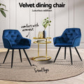 Artiss Dining Chairs Set of 4 Velvet Diamond Tufted Armchair Blue