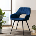 Artiss Dining Chairs Set of 2 Velvet Armchair Blue