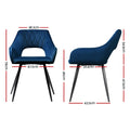 Artiss Dining Chairs Set of 2 Velvet Armchair Blue