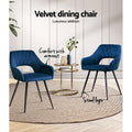 Artiss Dining Chairs Set of 2 Velvet Armchair Blue