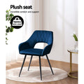 Artiss Dining Chairs Set of 2 Velvet Armchair Blue