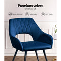 Artiss Dining Chairs Set of 2 Velvet Armchair Blue