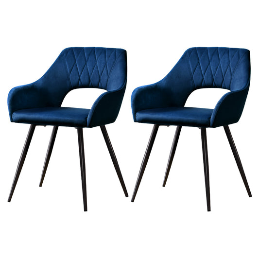 Artiss Dining Chairs Set of 2 Velvet Armchair Blue