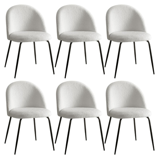 Artiss Dining Chairs Set of 6 Sherpa Boucle White
