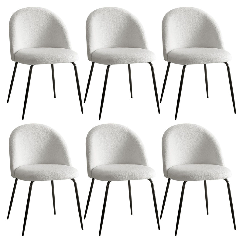 Artiss Dining Chairs Set of 6 Sherpa Boucle White