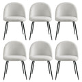 Artiss Dining Chairs Set of 6 Sherpa Boucle White