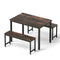 Artiss Dining Table Chairs Set 3PC Metal Kitchen Dark Walnut