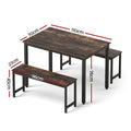 Artiss Dining Table Chairs Set 3PC Metal Kitchen Dark Walnut