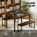 Artiss Dining Table Chairs Set 3PC Metal Kitchen Dark Walnut