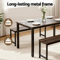 Artiss Dining Table Chairs Set 3PC Metal Kitchen Dark Walnut