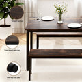 Artiss Dining Table Chairs Set 3PC Metal Kitchen Dark Walnut