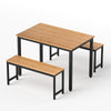 Artiss Dining Table and Chairs Set 3PCS Kitchen Metal Desk Bench Natural Oak