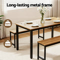 Artiss Dining Table Chairs Set 3PCS Metal Natural Oak Kitchen Desk