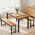 Artiss Dining Table Chairs Set 3PCS Metal Natural Oak Kitchen Desk