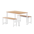 Artiss Dining Table Chair Set 3PC Metal Kitchen Furniture Bench