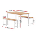 Artiss Dining Table Chair Set 3PC Metal Kitchen Furniture Bench
