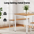 Artiss Dining Table Chair Set 3PC Metal Kitchen Furniture Bench