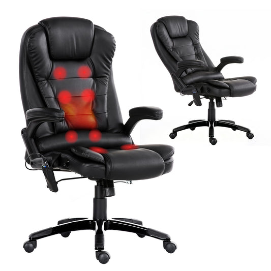Artiss 8 Point Massage Office Chair Heated Seat Recliner Black