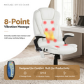 Artiss Massage Office Chair 8 Point Heated Recliner White PU