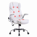 Artiss 8 Point Massage Office Chair White PU Leather