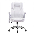 Artiss 8 Point Massage Office Chair White PU Leather