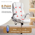 Artiss 8 Point Massage Office Chair White PU Leather
