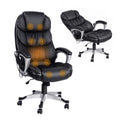 Artiss Massage Office Chair 8 Point Computer Chairs Heated Seat PU Leather Black
