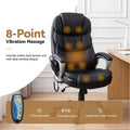 Artiss Massage Office Chair 8 Point Computer Chairs Heated Seat PU Leather Black