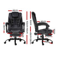 Artiss 2 Point Massage Office Chair PU Leather Footrest Black
